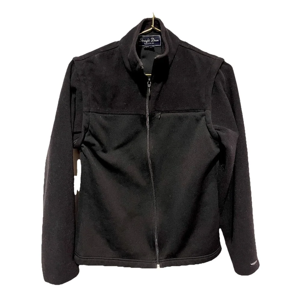 Straight Down Black Jacket & Vest Women's Small Fleece With Zip Off Sleeves Golf